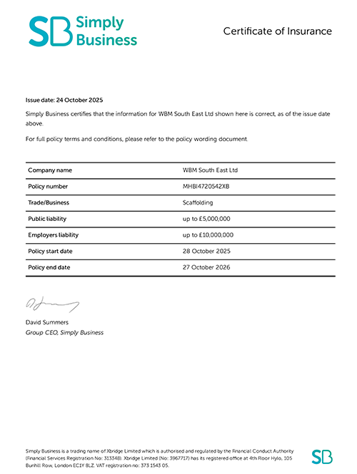 Certificate Of Insurance